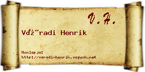 Váradi Henrik névjegykártya