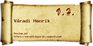 Váradi Henrik névjegykártya